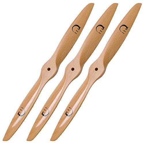 XOAR PJA 9x5 9 Inch 2 Blade RC Airplane Propeller Wood Prop for Gasoline Fixed-Wing RC Model Planes (9 x 5, Tractor, Pack of 3)