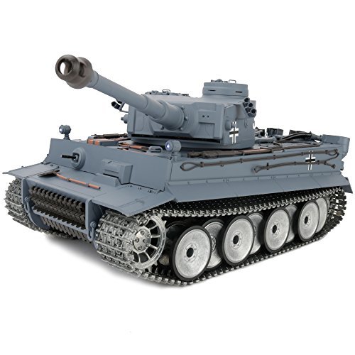 1/16 Scale 2.4GHz Remote Control German Tiger I Gray RC Tank with Upgraded Metal Parts and 5000mAh NiMH Battery for Adults