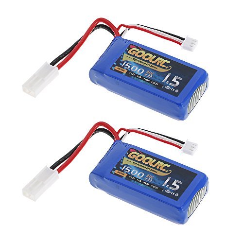 GoolRC 2pcs 7.4V 1500mAh 30C Mini Tamiya Plug LiPo Battery for Feilun FT009 GC001 RC Boat Perfect for rc 350 vs is350 Enthusiasts
