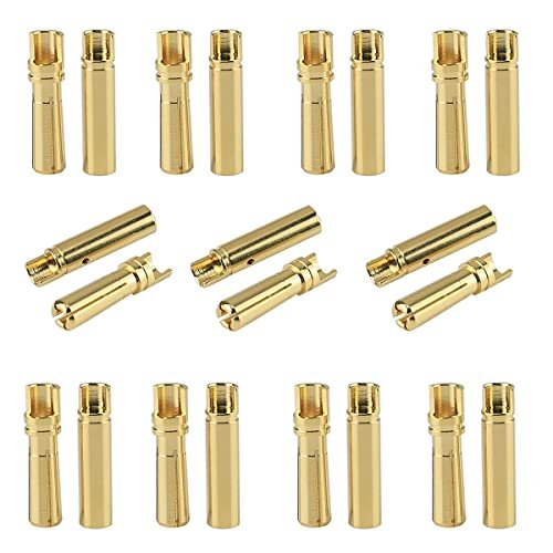 Amass 20 Pairs 4 0mm 4mm Gold Banana Bullet Connector Plug Male Female for RC Nitro Fuel 20 Battery ESC Motor