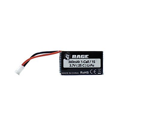 Rage R/C - 3.7V 1S 360mAh Lipo 25C LiPo Battery; Tempest 600, Super Cub MX