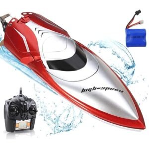 Haktoys High-Speed 25KM/H RC Remote Control Boat, Double-Hatch Protection, Low Battery Reminder - LCD Screen Radio Control, Hobby Racing for Pools & Lakes