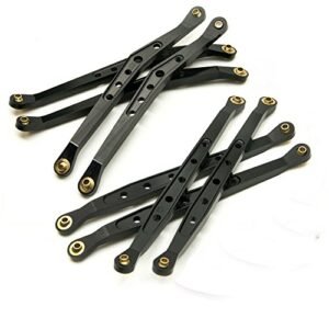 RC Hub 8Pcs Aluminum Lower Upper Suspension Link Linkage Rod Arm Set for 1/10 Axial Wraith 90018 RC Crawler Compatible with RC 390 Suspension Black