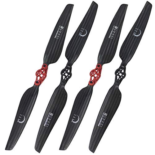 XOAR DJI Inspire 1 Carbon Fiber Folding Propellers 1345 CW CCW 2 Pairs 13 Inch 2 Blade Premium CF Foldable Props for Inspire 1 V2.0 Pro Black Edition with DJI 1345LS Mounting Plate