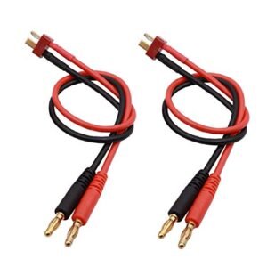 FLY RC 2Packs T Plug Deans Style Connector to 4mm Banana Plugs Battery Charge Lead Adapter 14awg 30cm Perfect for RC Battery Charge Calculator