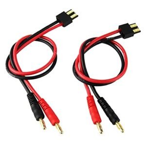 FLY RC 2pcs RC Lipo Battery Charge Cable with 4.0mm Gold Plated Banana Plug 14AWG Silicone Wire Best RC Car Battery Charger for Slash Rustler Stampede Bandit E Revo
