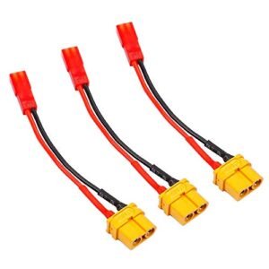 FLY RC 3pcs XT60 Female to JST Female Charging Adapter Lead Wire Perfect for Learning to Fly RC Helicopter