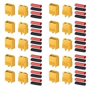 AUTOUTLET 10 Pair XT60 Power Connectors with 20 Heat Shrink Tubes Ideal for RC Model Power Boats Drones and Cars