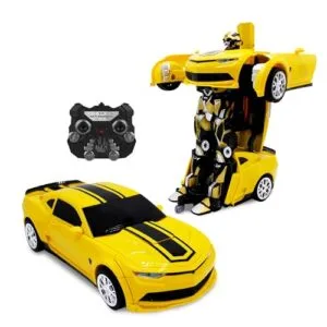 Family Smiles RC Transforming Robot Car Remote Control Toy for Boys Ages 8 13 with 360 Spin and Dual Remote Capability