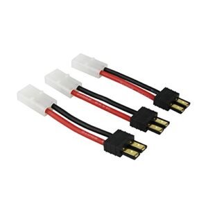 OliYin 3pcs TRX Male to Tamiya Female Adapter Cable 14awg 5cm for Tamiya RC Dump Truck Battery Charger