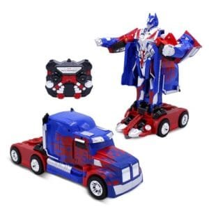 Family Smiles RC Truck Scania Remote Control Transforming Robot Toy for Boys Ages 8 13 Blue