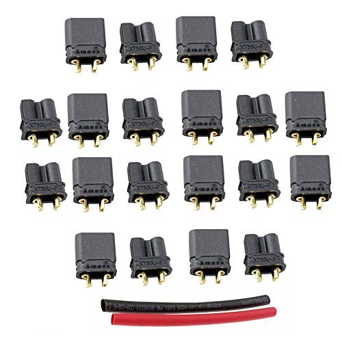 Amass XT30 Connector 10 Pairs with Heat Shrink Wrap for RC Plane Battery and More