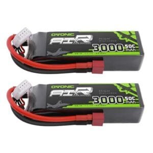 OVONIC 3S Lipo Battery 50C 3000mAh 11.1V with Dean-Style T Connector for RC Car Battery Tray and More 2 Packs