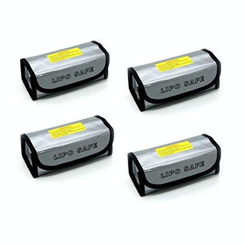ExpertPower 4 Pack LiPo Fireproof Safety Bag for Lithium Battery DJI Mavic Phantom 3 Charging Storage 7.3 x 3.0 x 2.5 Inches