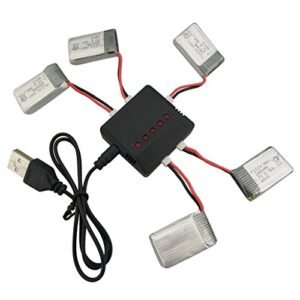 sea jump 5PCS 3.7V 240mAh Lithium Battery + 5in1 Charger for WLtoy V252 UDI U816 JXD385 H107L X11 X11C JJ1000A H108C Four-Axis Aircraft Spare Parts Aircraft Model Drone Battery