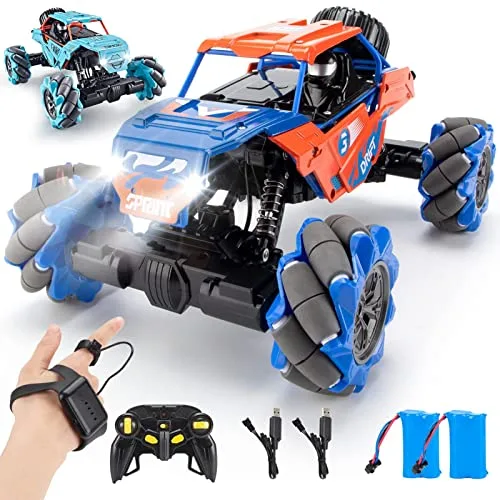 TADOZIC 1/14 Scale 4WD Metal RC Truck with Rechargeable Batteries Hand Gesture Sensor Control Monster Truck for All Terrains