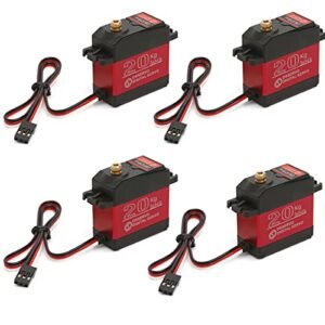 RCmall 4PCS DS3218 20KG Waterproof Digital Servo with 25T Servo Arm, High Torque Full Metal Gear DS Servo for 1/8 1/10 1/12 DIY RC Toys Model TRX 4 RC Crawler Boat Truck (Control Angel 270°)