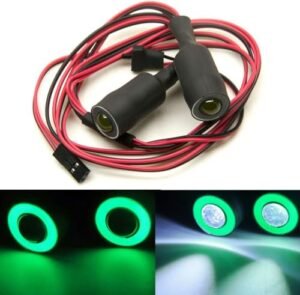 MOHERO 2 LEDs Angel Eyes Demon Eyes LED Light Headlights for Kamtec RC Cars 1 10 Scale Model Crawler Vehicles Green White 13mm