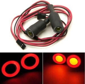 MOHERO 2 LEDs Angel Eyes Demon Eyes LED Light Headlights for 1/10 RC Cars Camaro Model Crawler Cars Headlamps Red Yellow 13mm
