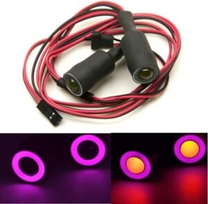 MOHERO 2 LEDs Angel Eyes Demon Eyes LED Light Headlights for 1/10 RC Fuel Cars Model Crawler Cars Headlamps Purple Yellow 13mm
