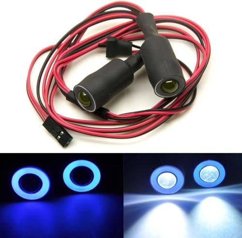 MOHERO 2 LEDs Angel Eyes Demon Eyes LED Light Headlights for 1/10 RC Cars Bodys Blue White 13mm