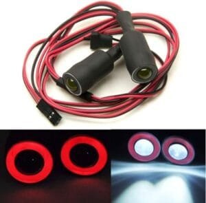 MOHERO 2 LEDs Angel Eyes Demon Eyes LED Light Headlights for 1/10 RC Model Crawler Cars Headlamps Red White 13mm