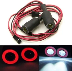 MOHERO 2 LEDs Angel Eyes Demon Eyes LED Light Headlights for 1/10 RC Model Crawler Cars Headlamps Red White 13mm