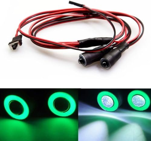 MOHERO 2 LEDs Angel Eyes Demon Eyes LED Light Headlights for 1/10 VTA RC Cars Model Crawler Cars Headlamps Green White 10mm