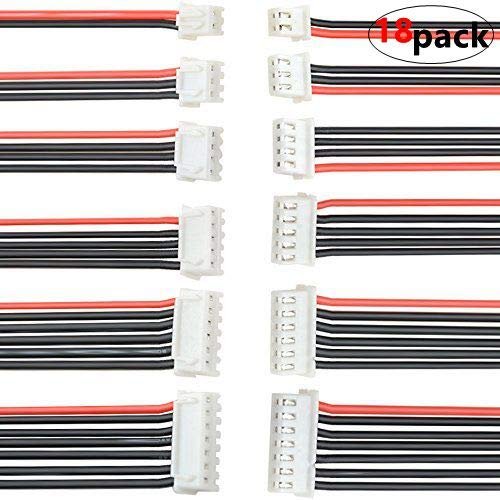 WMYCONGCONG 18 PCS 1S 2S 3S 4S 5S 6S Battery Balance Charge Cable Lead Wire for 18 BBS RC Wheels JST XH Connector Adapter 5.7inch