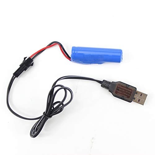 Fisca Spare Rechargeable 3.7V 800mAh Lithium Ion Battery with USB Charger SM 2P Connector for RC Stunt Car