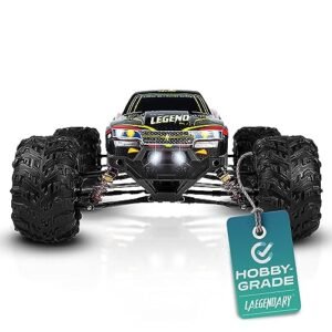 LAEGENDARY RC Car Hobby Grade 1/10 Scale Brushed Motor Off Road Waterproof Remote Control Truck with Two Batteries