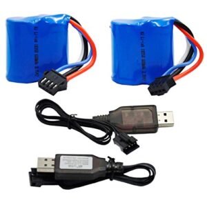 Blomiky 2 Pack 7.4V 600mAh Li ion Battery with SM 4P Plug for Venom Segad RC Boat UDI008 UD08 UDI001