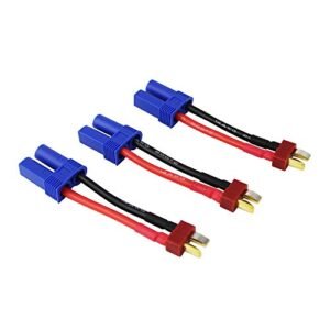 OliYin 3pcs Male T-Plug to Female EC5 Losi Connector Adapter with 14awg 1.96inch Wire for Brushless LiPO Battery(Pack of 3)