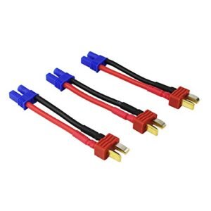 OliYin 3pcs T Plug to EC2 Female Connector Adapter with 16awg 5cm Wire