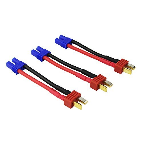 OliYin 3pcs T Plug to EC2 Female Connector Adapter with 16awg 5cm Wire