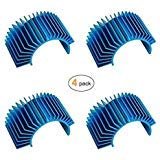 YQBOOM 4 Pack Aluminum Electric Engine Motor Heatsink Fins Cooling for RC 540 550 Size Brushed vs Brushless Motor RC Car Accessories Blue