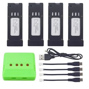 Fytoo 4PCS 3.7V 500mah Lithium Battery +1PCS 4-in-1 Charger for E58 S168 JY019 Folding Quadcopter Spare Parts…