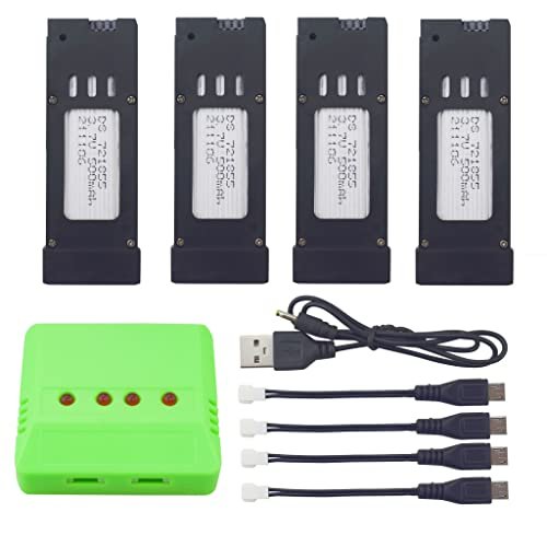 Fytoo 4PCS 3.7V 500mah Lithium Battery +1PCS 4-in-1 Charger for E58 S168 JY019 Folding Quadcopter Spare Parts…