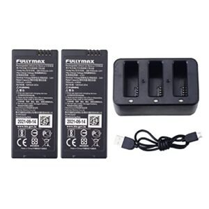 Fytoo for Tello Four-axis Aircraft Spare Parts Remote Control Drone 2PCS 3.8V 1100mah Lithium Battery with 3 in 1 Charger Black
