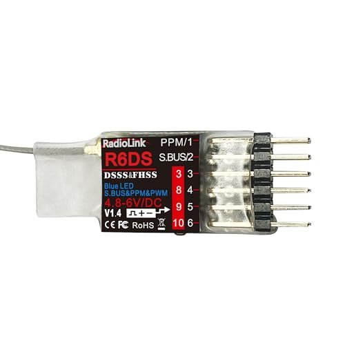 Radiolink R6DS 2.4GHz RC Receiver 6 10 Channels SBUS PWM PPM for Drone Airplane Fixed Wing AT9S AT9S Pro AT10 AT10II Transmitter RX with RC Airplane Wing Rack Compatibility