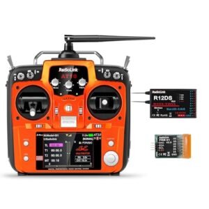 Radiolink AT10II 12 Channels RC Transmitter and Receiver R12DS 2.4GHz Radio Remote with Voltage Telemetry for RC Airplane FPV Racing Drone Quad Helicopter and Voltage RC Car Mode 2 Left Hand Throttle