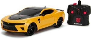 JADA Toys Transformers The Last Knight Bumblebee 2016 Chevy Camaro RC Car with 57 Chevy RC Body 1 16 Scale Remote Control Vehicle Yellow Black 30332
