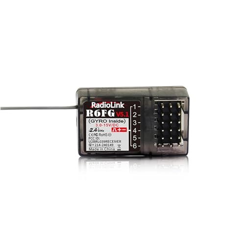 Radiolink R6FG 6 Channels 2.4GHz RC Receiver with Gyro for Long Range Control Compatible with RC4GS V3 RC6GS V3 RC8X T8FB T8S T12D T16D