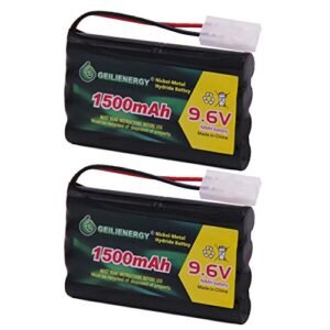 BAOBIAN 9.6V 1500mAh NiMH High Capacity Rechargeable RC Battery with Standard Tamiya Connector for RC Car Boats Robots and OTC Genisys 239180 & EVO Scan Scanner(2 Pack)
