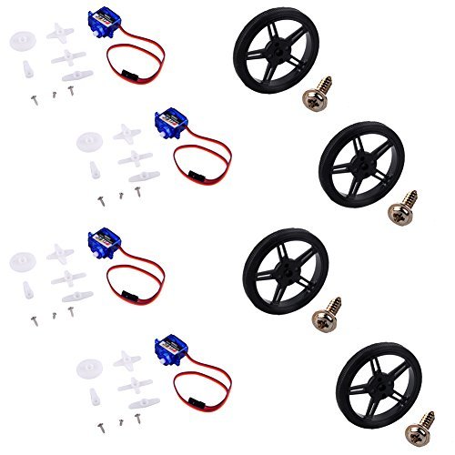Feetech FS90R Analog Servo 360 Degree Continuous Rotation Micro RC Servo with Wheel for C5 RC Plane Robot 4 Sets