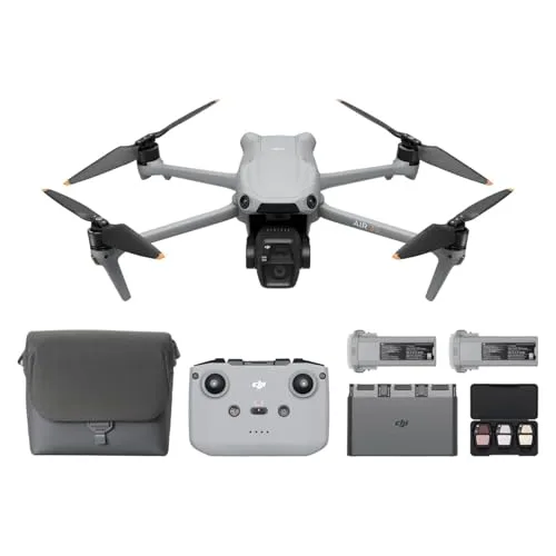 DJI Air 3S Fly More Combo RC N3 Drone with 1 Inch CMOS Wide Angle Medium Tele Camera 4K 60fps HDR Video Nightscape Omnidirectional Obstacle Sensing 3 Batteries for RC Hobbies More