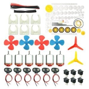 6 Set RC Propeller Motor Kit Mini Electric Hobby Motor 3V 12V 25000 RPM with 86Pcs Plastic Gears 9V Battery Clip Connector for DIY Science Projects