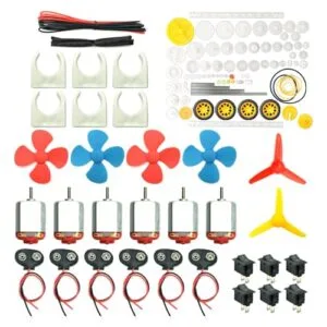 6 Set RC Propeller Motor Kit Mini Electric Hobby Motor 3V 12V 25000 RPM with 86Pcs Plastic Gears 9V Battery Clip Connector for DIY Science Projects