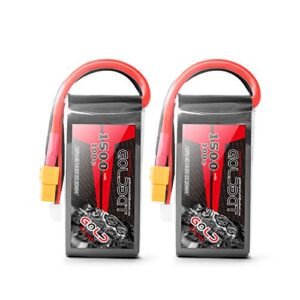 GOLDBAT 4S 1500mAh 100C 14.8V LiPo Battery Pack with XT60 Plug Ideal RC Heli Fuel for Drones and FPV Racing 2 Packs