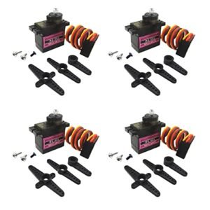Onyehn MG90S 14G Metal Geared Micro Servo Motor Kit 4 Pack Ideal for S800G RC Helicopter and Robotics